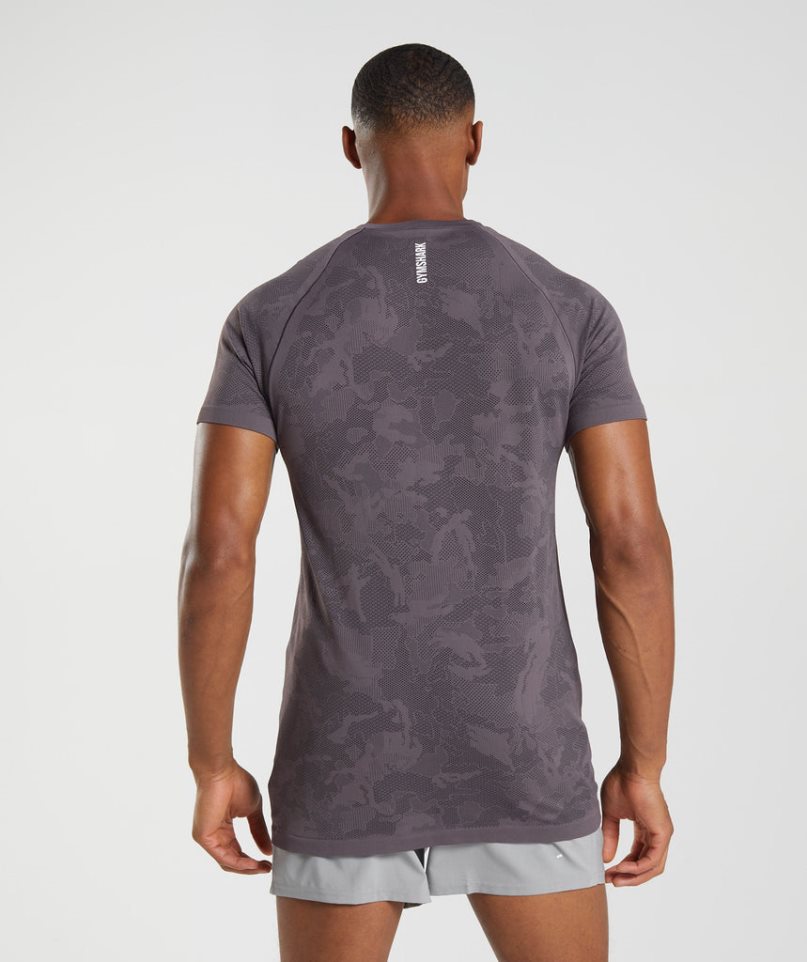 Men's Gymshark Geo Seamless T-Shirts Purple | NZ 1KIUQO